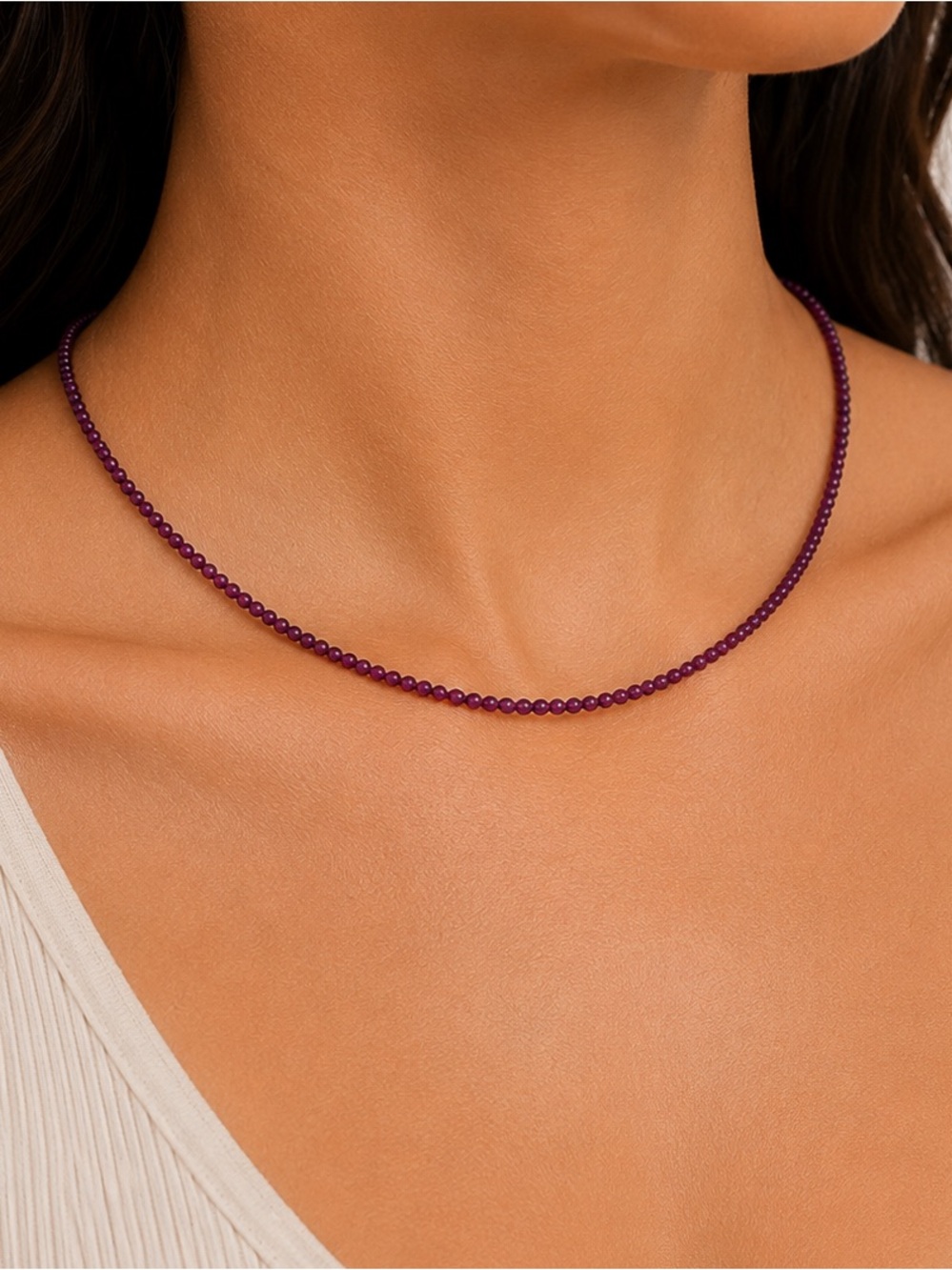 Ruby Micro Beaded Necklace - Made to Order